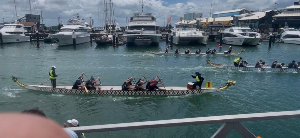 Dragon boats racing