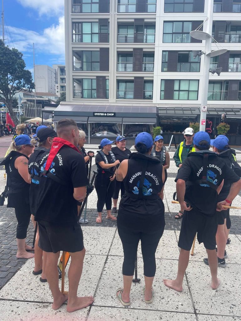 Team huddle before race